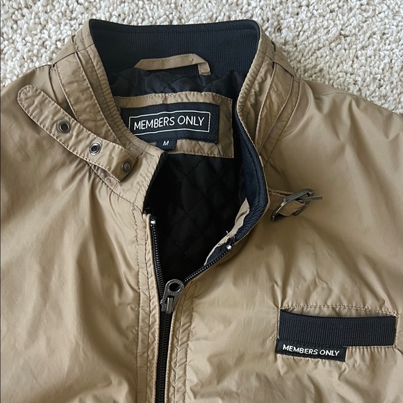 Members Only Khaki Bomber Jacket with Black Accents - Picture 2 of 6